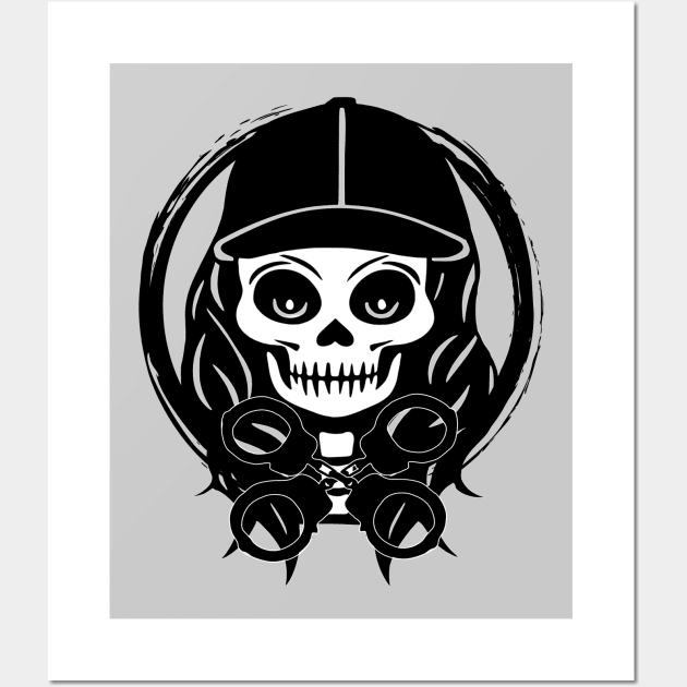 Security Skull and Crossed Handcuffs Black Logo Wall Art by Nuletto